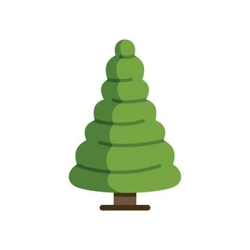 Stylized green coniferous tree growing with lush branches icon Stock Illustration