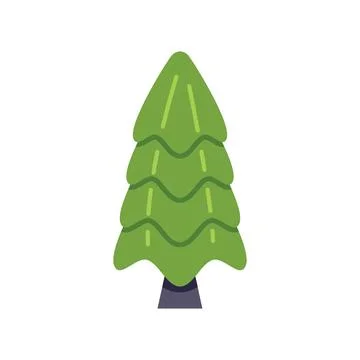 Stylized green coniferous tree standing tall on white background Stock Illustration