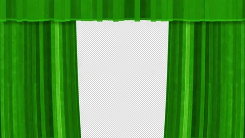 Stylized Green Curtains Animated Mostly Opening Overlay with Alpha Stock Footage 168989634