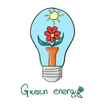 Stylized Green energy  lightbulb Stock Illustration