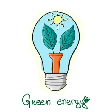 Stylized Green energy  lightbulb Stock Illustration