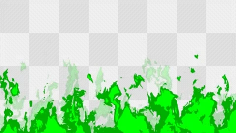 Stylized Green Flat Fire Animation Loop - Transparent Background Stock Footage 331216720