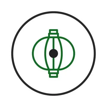 Stylized green lantern icon inside a black circle providing minimalistic ar.. Stock Illustration