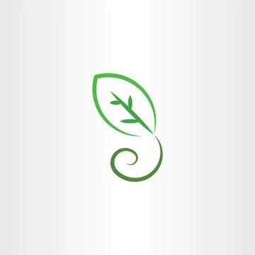 Stylized green leaf vector icon illustration Stock Illustration