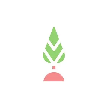 Stylized green tree with geometric base on white Stockillustratie