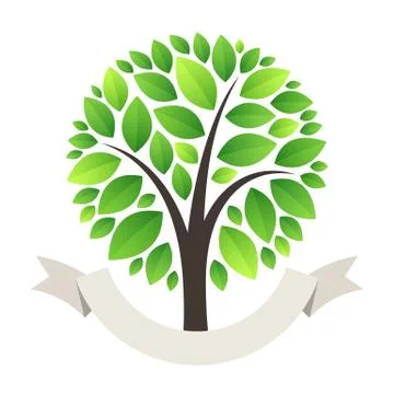 Stylized Green Tree Logo Stock Illustration