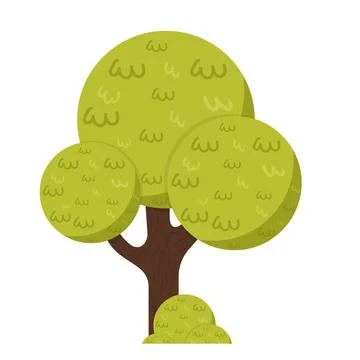 Stylized Green Tree with Round Foliage Stock-Illustration