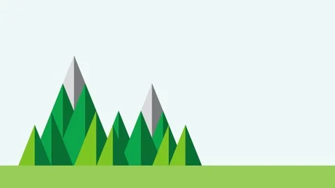 Stylized green triangular mountains evoke themes of environmental conservat.. Stock Footage 305629116