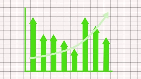 Stylized Growth Graph with Upward Arrows Animation, Business Dashboard Bar .. Video stock 310199056