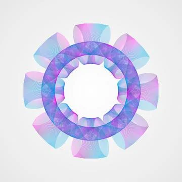 Stylized Guilloche decorative elements. Bright gradient frame of lines Stock Illustration