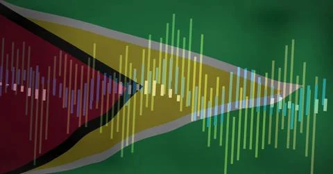 Stylized Guyana flag displaying equalizer in abstract design, showing Stock Illustration
