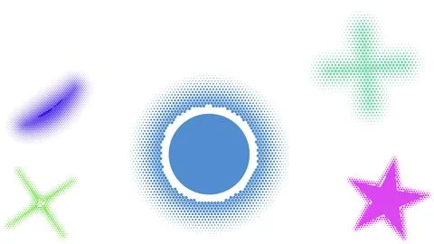 Stylized halftone circular and star isolated on transparent background Stock Illustration