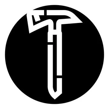 Stylized hammer logo in black and white circle Illustrazione stock