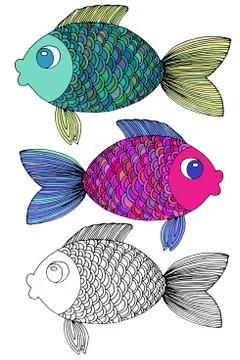 Stylized hand drawn fish 1 Stock Illustration