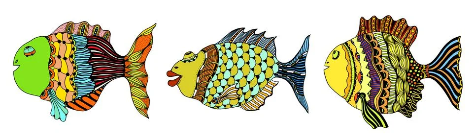 Stylized Hand Drawn Fish イラスト素材