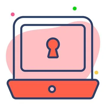A stylized hand drawn icon of mobile phone with digital shield and keyhole Illustrazione stock