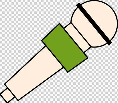 Stylized handheld microphone is floating on transparent background with beige Stock Illustration