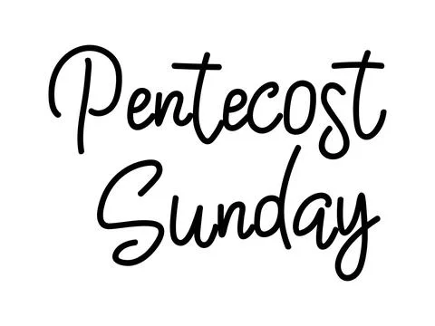 Stylized handwritten calligraphy text Pentecost Sunday in a rough ink effec.. Stock Illustration