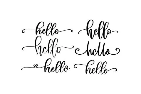 Stylized Handwritten "Hello" Typography Set. Vector icon. Stock Illustration