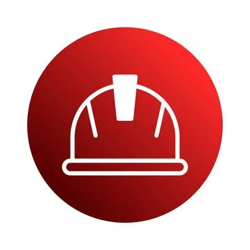 Stylized hard hat symbol on red gradient circle representing safety and ind.. Stock Illustration