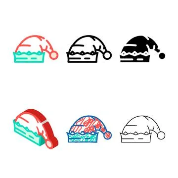 Stylized hat elf christmas xmas color icon vector Stock Illustration