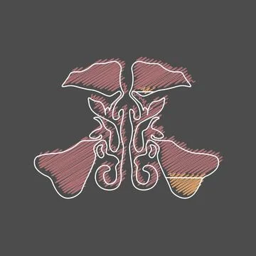 Stylized hatching of the maxillary sinuses Sinusitis. Sinus infection is infl Stock Illustration