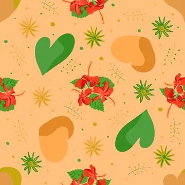 Stylized hawaiian repeating pattern swatch for couch, drop cloth, divan, card or Stock Illustration