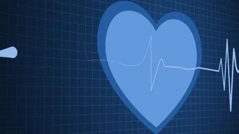 Stylized Heart with ECG Line on Grid Line, Heartbeat ECG Line Animation for.. Stock Footage 310202090