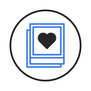 Stylized heart photograph stack within circular frame signifies cherished m.. Stock Illustration