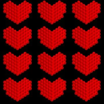 Stylized hearts made of circles Stock Illustration