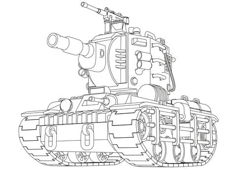A stylized heavy Soviet tank. Stock Illustration
