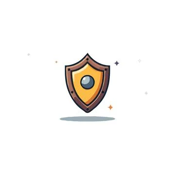 Stylized heraldic shield design with decorative elements evoking protection.. 库存插图