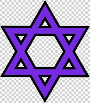 Stylized hexagram is showing two purple triangles in flat style on transparent Stock Illustration