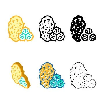 Stylized horned melon fruit color icon vector Stock Illustration