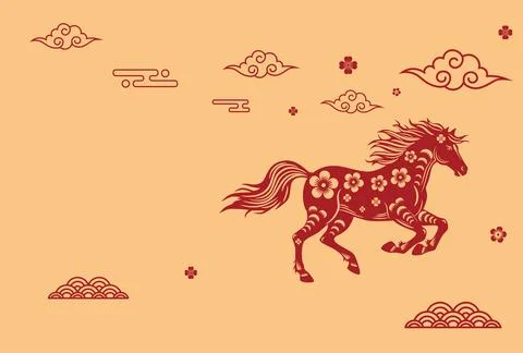 Stylized Horse with Floral Pattern イラスト素材