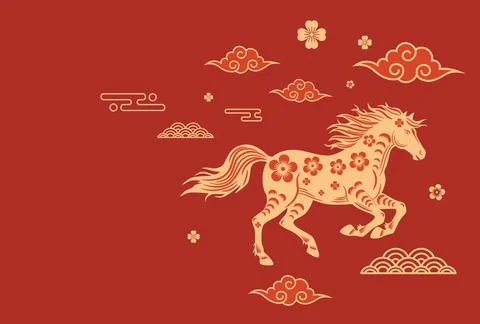 Stylized Horse with Floral Pattern イラスト素材