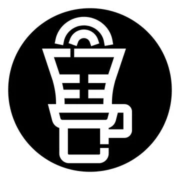 Stylized hot beverage cup logo in black circle Illustrazione stock