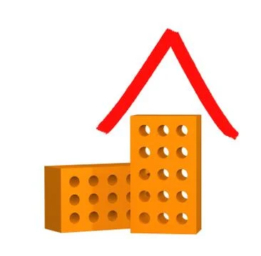 The stylized house from two 3d bricks Stock Illustration