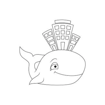Stylized house at the whale. Stock Illustration