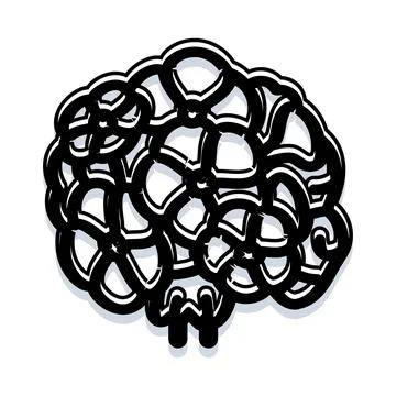 Stylized human brain artwork showing abstract neural network 库存插图
