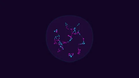 Stylized Human Brain with Cyan and Magenta Neural Network Firing Synapses o.. Stock Footage 346612569