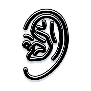 Stylized human ear with an artistic piercing concept Stock Illustration