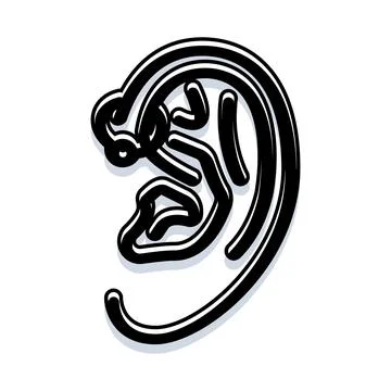 Stylized human ear contour line art Stock Illustration