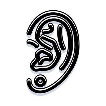 Stylized human ear depicting hearing and sound perception Stock Illustration