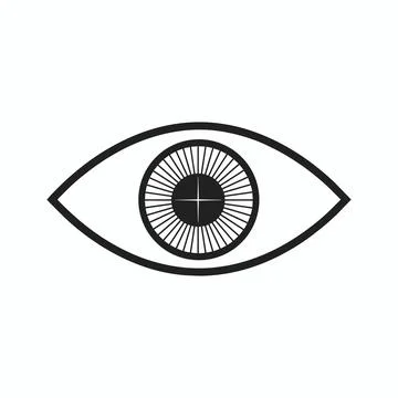 Stylized human eye icon with optical lens detail ophthalmology minimalist Stock Illustration