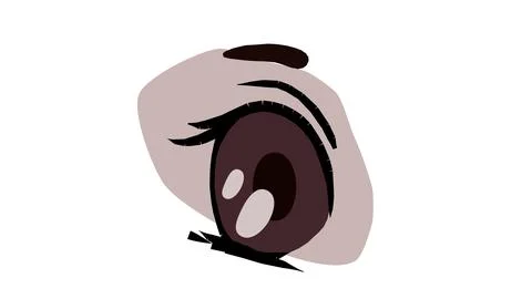 Stylized human eye with long eyelash and eyebrow front view close-up Stock Illustration