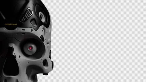 Stylized human skull. image of an evil robot. stylization on the theme of neu Stock Footage 234924983