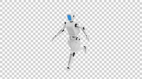 Stylized humanoid robot in a running pose Stock Illustration