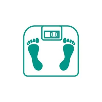 Stylized icon of the with bathroom scales Stock Illustration