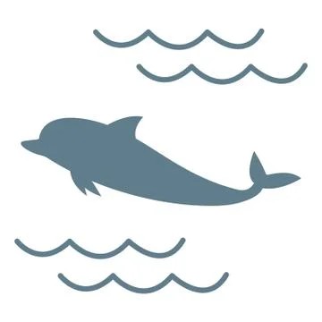 Stylized icon of a colored Dolphin on a white background Stock Illustration
